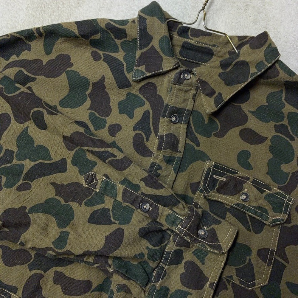 BDG Duck Camo Shirt Jacket Heavyweight Cotton Green Utility Shacket Mens Small
